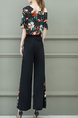 Black Colorful Two Piece Wide Leg Pants Plus Size Floral Jumpsuit for Short