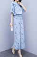 Blue Two Piece Wide Leg Pants Plus Size Jumpsuit for Casual Office Party Evening