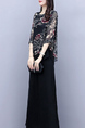 Black Colorful Two Piece Wide Leg Pants Plus Size Floral Jumpsuit for Casual Party Evening Office