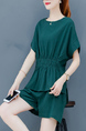 Green Two Piece Round Neck Plus Size Romper Jumpsuit for Casual Party