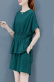 Green Two Piece Round Neck Plus Size Romper Jumpsuit for Casual Party