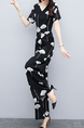 Black and White Two Piece Wide Leg Pants Plus Size V Neck Jumpsuit for Party Evening Cocktail Office