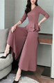 Pink Two Piece Wide Leg Pants Plus Size Long Sleeves Jumpsuit for Party Evening Cocktail Office