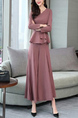 Pink Two Piece Wide Leg Pants Plus Size Long Sleeves Jumpsuit for Party Evening Cocktail Office