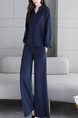 Blue Two Piece Wide Leg Pants Plus Size Long Sleeves Jumpsuit for Party Evening Cocktail Office
