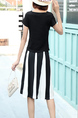 Black and White Two Piece Plus Size Knee Length Jumpsuit for Casual Party