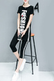 Black and White Two Piece Pants Plus Size Jumpsuit for Casual Sporty