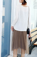 White and Brown Two Piece Long Sleeve Jumpsuit for Casual Office Party