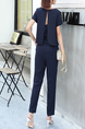 Blue V Neck Pants Jumpsuit for Casual Party Office