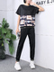 Black Colorful Two Piece Pants Plus Size Shirt Jumpsuit for Casual Sports