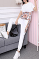 White Colorful Two Piece Pants Plus Size Shirt Jumpsuit for Casual Sports