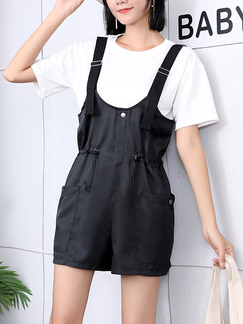 Black and White Two Piece Plus Size Romper Jumpsuit for Casual Party