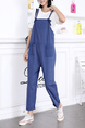 White and Blue Two Piece Denim Jumpsuit for Casual