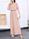 Pink Wide Leg Pants Plain V Neck Jumpsuit for Party Evening Cocktail