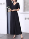 Black Plain V Neck Wide Leg Pants Jumpsuit for Party Evening Cocktail