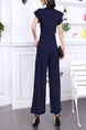 Blue V Neck Wide Leg Pants Jumpsuit for Party Evening Cocktail