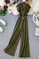 Green V Neck Wide Leg Pants Jumpsuit for Party Evening Cocktail