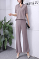 Purple Pink Two Piece Wide Leg Pants Lapel Jumpsuit for Party Evening Cocktail