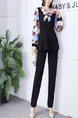 Black Colorful Two Piece Pants Long Sleeve Jumpsuit for Party Evening Cocktail