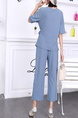 Blue Two Piece Pants Round Neck Jumpsuit for Party Evening Cocktail