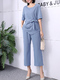 Blue Two Piece Pants Round Neck Jumpsuit for Party Evening Cocktail