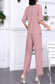 Pink Two Piece Pants Round Neck Jumpsuit for Party Evening Cocktail