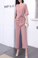 Pink Two Piece Pants Round Neck Jumpsuit for Party Evening Cocktail