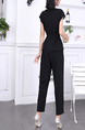 Black Two Piece Pants Button Down Ribbon Jumpsuit for Party Evening Cocktail