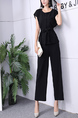 Black Two Piece Pants Button Down Ribbon Jumpsuit for Party Evening Cocktail