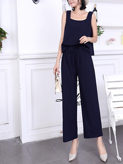 Blue Two Piece Strap Pants Jumpsuit for Party Evening Cocktail