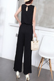 Black Two Piece Pants Jumpsuit for Casual Party Office