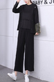 Black Two Piece Pants Long Sleeve Plus Size Jumpsuit for Casual Party