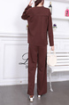 Brown Two Piece Pants Long Sleeve Plus Size Jumpsuit for Casual Party