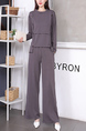 Grey Two Piece Pants Long Sleeve Plus Size Jumpsuit for Casual Party