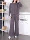 Grey Two Piece Pants Long Sleeve Plus Size Jumpsuit for Casual Party