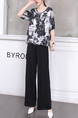 Black and White Two Piece Wide Leg Pants Plus Size Jumpsuit for Casual Party Office Evening