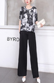 Black and White Two Piece Wide Leg Pants Plus Size Jumpsuit for Casual Party Office Evening