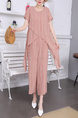 Pink and White Two Piece Wide Leg Pants Plus Size Jumpsuit for Casual Party Office Evening