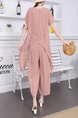 Pink and White Two Piece Wide Leg Pants Plus Size Jumpsuit for Casual Party Office Evening