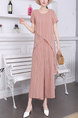 Pink and White Two Piece Wide Leg Pants Plus Size Jumpsuit for Casual Party Office Evening