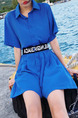 Royal Blue Loose Letter Wide-Leg Siamese Short Jumpsuit for Casual