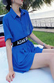 Royal Blue Loose Letter Wide-Leg Siamese Short Jumpsuit for Casual