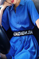 Royal Blue Loose Letter Wide-Leg Siamese Short Jumpsuit for Casual
