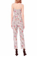 Light Gray and White Slim Printed Stripe Siamese Slip Jumpsuit for Casual Party