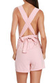 Pink Slim Wide-Leg Siamese Shorts V Neck Jumpsuit for Casual Party