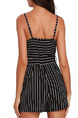 Black and White Slim Stripe Band Siamese Slip V Neck Jumpsuit for Casual Party
