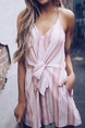 Pink Slim Stripe Band V Neck Slip Jumpsuit for Casual Party Beach