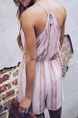 Pink Slim Stripe Band V Neck Slip Jumpsuit for Casual Party Beach