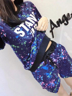 Colorful Loose Printed Letter Two-Piece Plus Size Jumpsuit for Casual Party