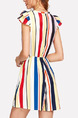 Colorful Slim Stripe Wide-Leg Siamese Shorts Jumpsuit for Party Evening Cocktail Nightclub